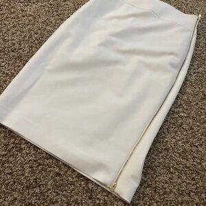 High Waisted White Skirt with Gold Zipper